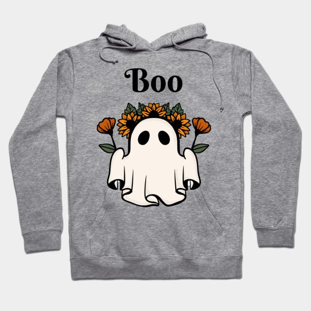 Cute ghost with flowers for Halloween Hoodie by kuallidesigns